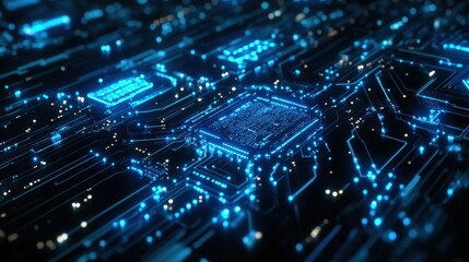 Obraz premium Glowing AI-powered Supercomputer Processing Information.
