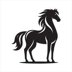 Obraz premium black silhouette of a standing horse