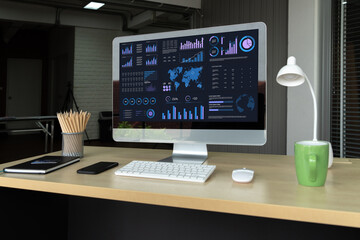 Business data dashboard provide business intelligence analytic for marketing strategy planning snugly with big data set to analyze customer demands and foreseeing business future