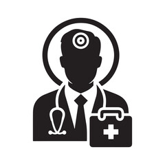 Nurse And Doctor Vector Icon Silhouette On White Black Background