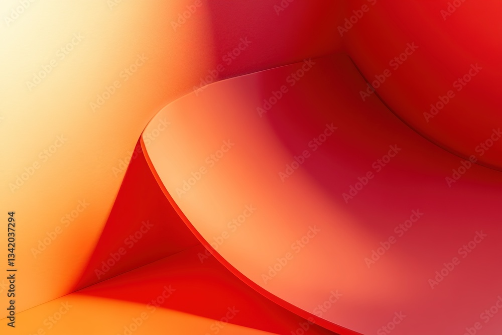 Poster abstract red and orange shapes create dynamic curved lines with light and shadows