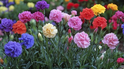 Carnations - Delicate and colorful carnations in gardens or floral arrangements, perfect for celebrations, floral designs, and nature photography. 