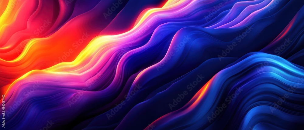 Aufkleber abstract flowing colorful waves background with vibrant gradients and dynamic lighting, creating a m