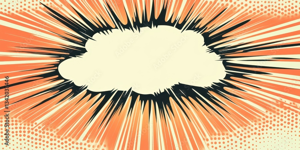 Aufkleber dynamic comic art background with explosive starburst pattern in orange and cream shades for creativ