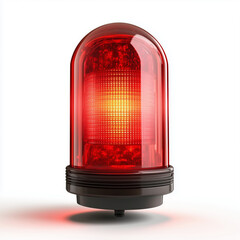Bright red emergency light signaling alert on a clean white background