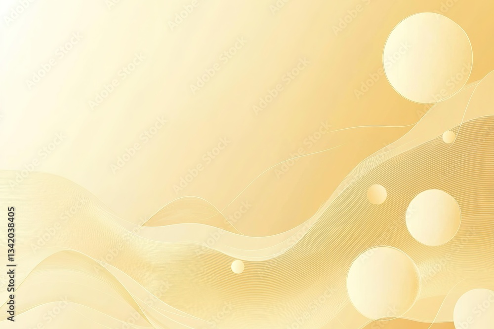 Poster abstract golden gradient background with circles and wavy lines elegant design