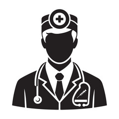 Nurse And Doctor Vector Icon Silhouette On White Black Background