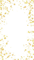 Magic stars vector overlay. Gold stars scattered around randomly, falling down, floating. Chaotic dreamy childish overlay template. Magical cartoon night sky on white background.