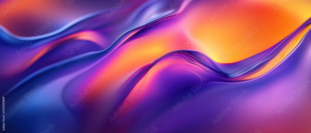Poster abstract flowing gradient background with vibrant purple and orange hues, creating a dynamic and mod