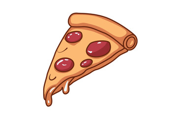 Illustration Vector Graphic of a delicious pepperoni pizza slice, perfect for food-related designs. isolated on a white background.