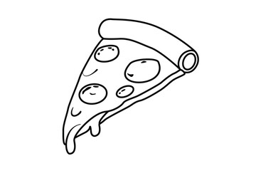simple outline vector graphic of a pizza slice, perfect for coloring pages or minimalist designs. isolated on a white background. eps10