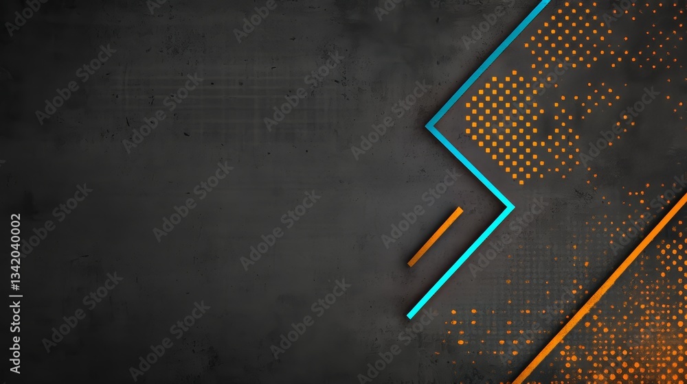 Poster black and orange background with a blue line. the blue line is the only thing that is not black