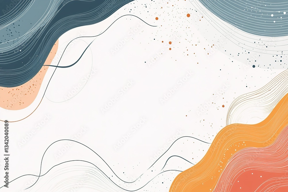 Poster minimalist background with abstract waves and subtle textured design elements