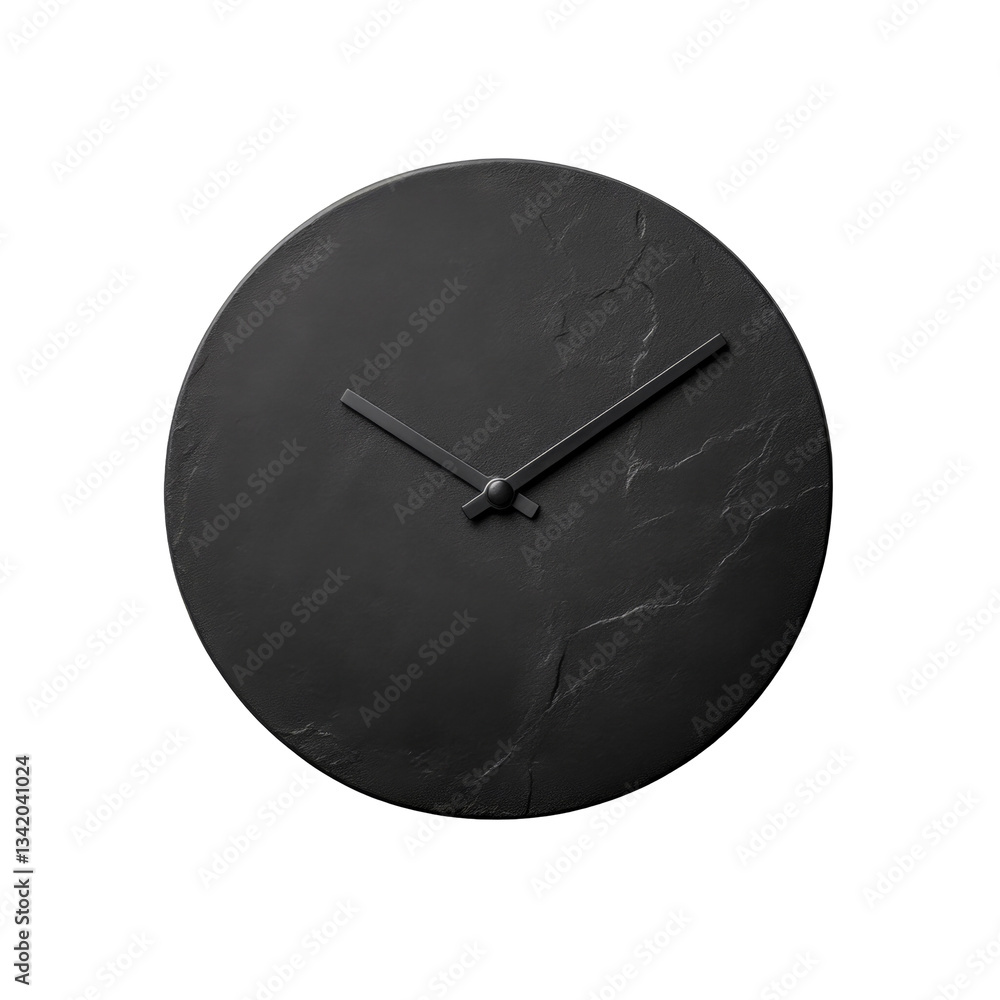 Aufkleber clock with sleek black face and minimalist design with simple hands and no numbers