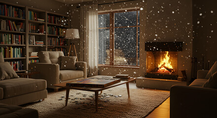 Fototapeta premium living room with fireplace