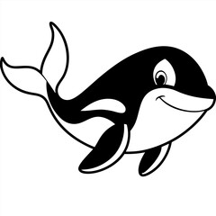 Obraz premium Cute Cartoon Orca Black and White for Children's Books and Educational Materials