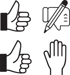 Hand Gesture Icons Set - Editable Stroke Vector Illustration

