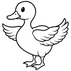 Fototapeta premium Cute Duckling Line Art for Coloring Books and Educational Material, Simple Outline of a Baby Duck for Kids