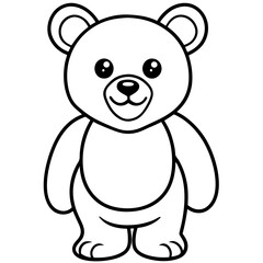 Fototapeta premium Cute Teddy Bear Outline for Coloring Book, Children Illustration, Design, Isolated on White Background
