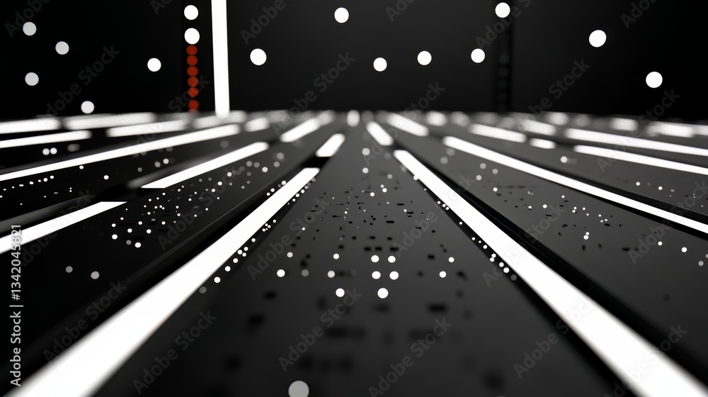 Aufkleber black and white image of a city street with a white line down the middle. the street is empty and th