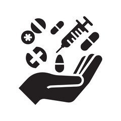 Nurse And Doctor Vector Icon Silhouette On White Black Background