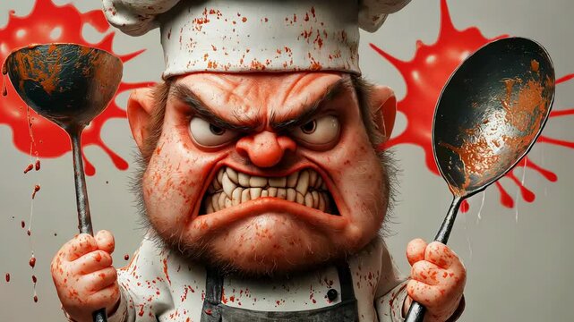 Evil cook threatens fellow chef in chaotic kitchen showdown