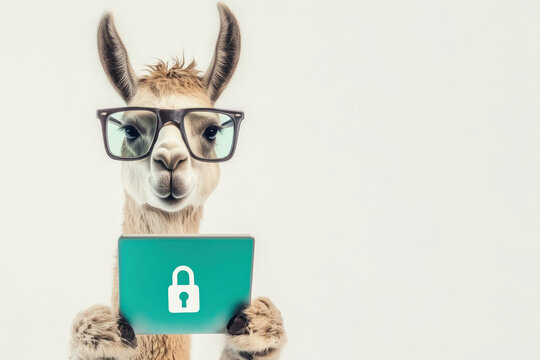 Llama browsing secure website for online safety measures