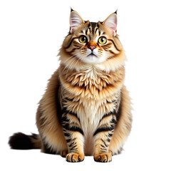 Obraz premium Cute tabby cat portrait isolated on transparent background. Perfect for pet-themed designs, greetings, ads, social media, and website visuals. Ideal for pet industry.