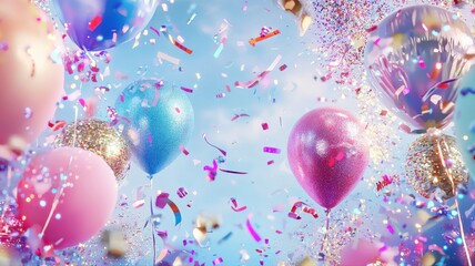 New Year vibrant and festive, featuring golden elements, balloons, and celebratory details, perfect for holiday, countdown, and luxury celebration illustrations.