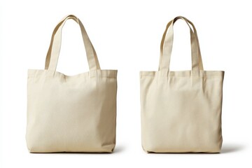 Beige eco tote bag shown in dual view on white background