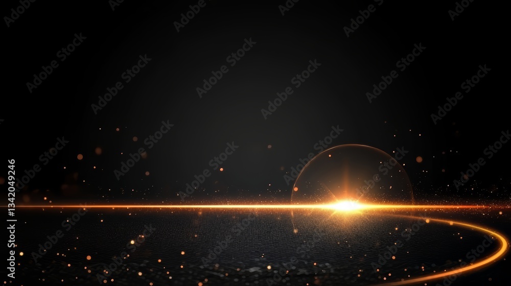 Poster black background with a bright orange sun in the center. the sun is surrounded by a ring of fire, cr