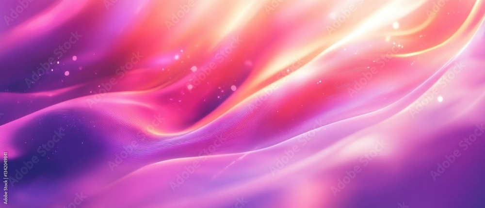 Poster abstract pink and purple flowing background with light streaks and bokeh, creating a dreamy and ethe