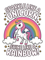 A white unicorn walking on a rainbow