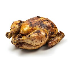 whole roasted chicken on a white background