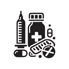 Nurse And Doctor Vector Icon Silhouette On White Black Background