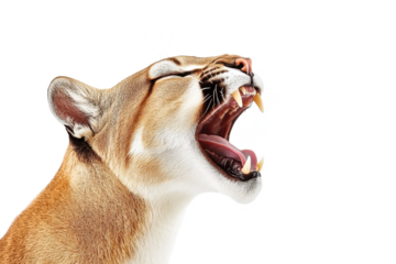 Roaring Cougar/Panther: Isolated on White Transparent Background
