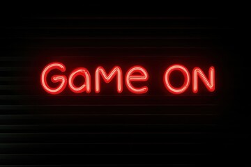 Obraz premium Neon sign glowing red with the phrase Game On for advertising purposes