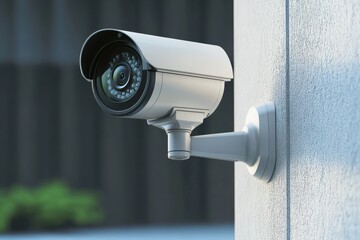 Surveillance camera mounted on a wall enhancing security in a modern environment