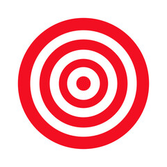 Simple radial concentric circles. Target icon, red goal symbol. Editable stroke. Vector icon