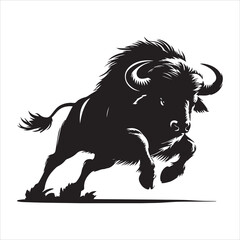 Obraz premium Buffalo silhouette vector on a white background