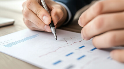 Scientist analyzing data on a chart for hypothesis testing