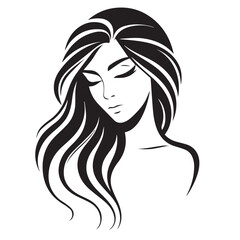 Illustration of a glamorous woman with long hair and elegant style
