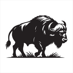 Fototapeta premium Buffalo silhouette vector on a white background