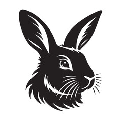 Black and White Illustration of a Rabbit Face