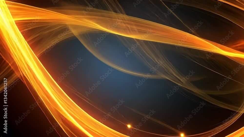 Poster abstract golden light trails flowing on dark background showcasing dynamic motion