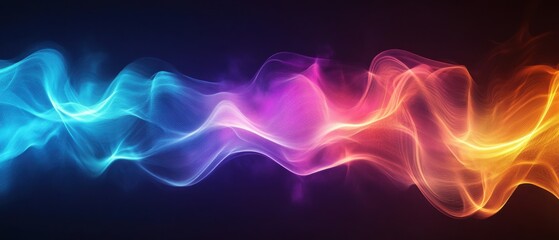 Obraz premium Abstract colorful energy wave background with dynamic light flow in blue, purple, red and orange for modern technology and futuristic concept