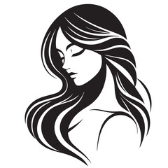 Elegant sketch of a glamorous woman with long hair