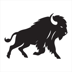 Obraz premium Buffalo silhouette vector on a white background