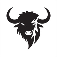 Obraz premium Buffalo silhouette vector on a white background