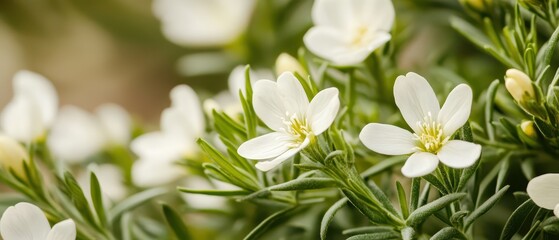 Fototapeta premium White flowers bloom in a lush garden